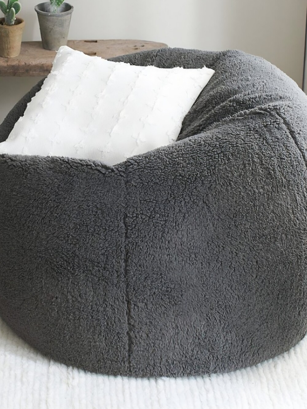 NWOT Pottery Barn Teen 31" Medium Sherpa Beanbag Cover Slipcover Charcoal Dorm